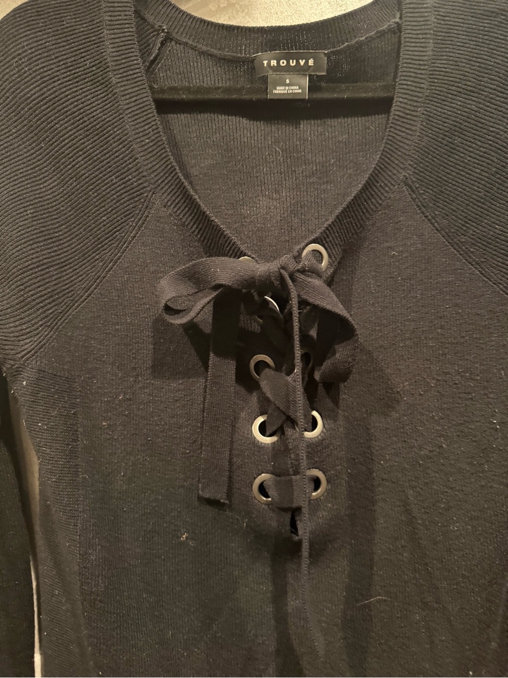 Trouve Black Ribbed Knit Tee